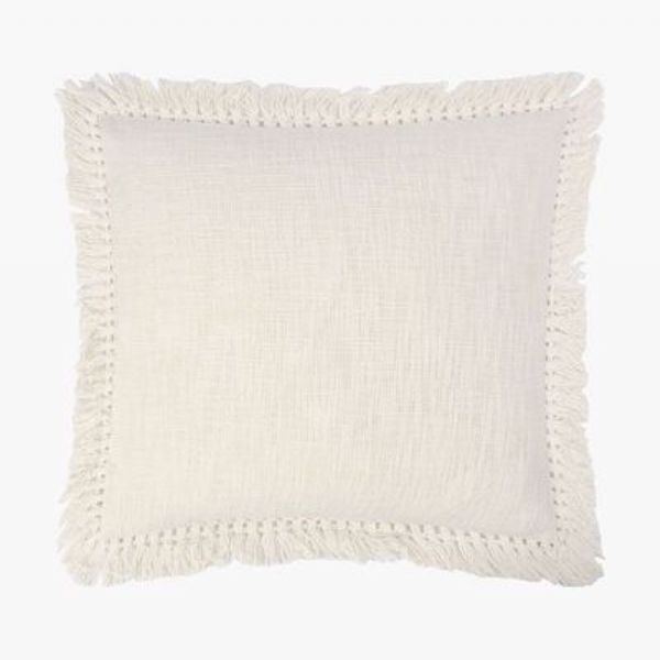 Fringed Textured Scatter Pillow - Ivory 